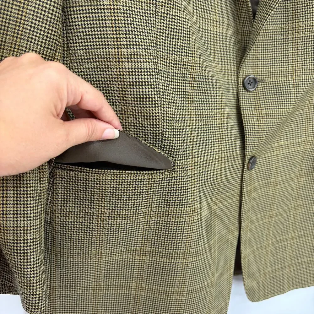 Vtg Barneys New York Wool Glen Plaid Men Blazer Sz 50 Old Money Preppy Heritage